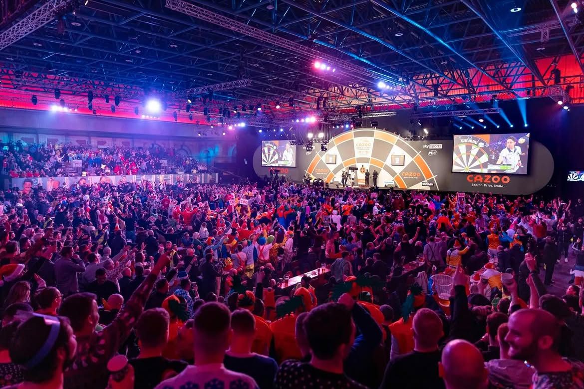Arène d'Alexandra Palace pleine lors du Mondial de fléchettes PDC