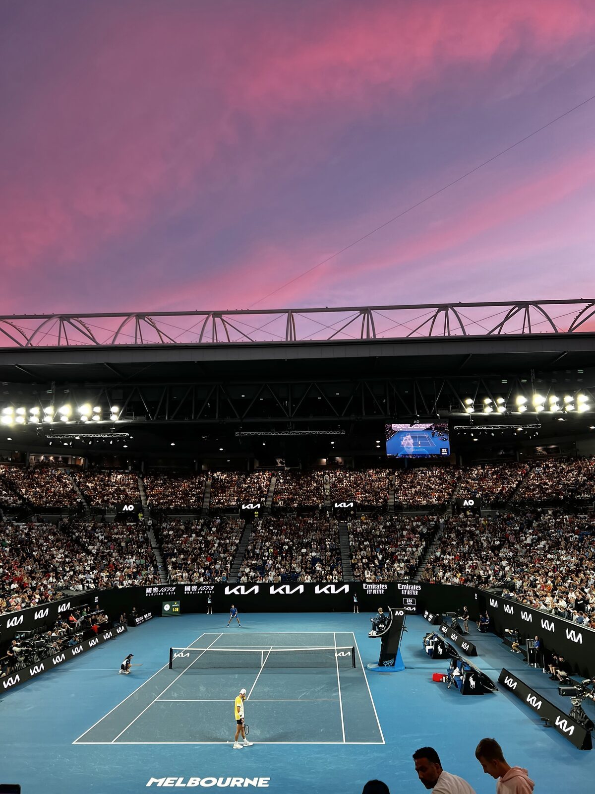 Open d'Australie à Melbourne au coucher du soleil